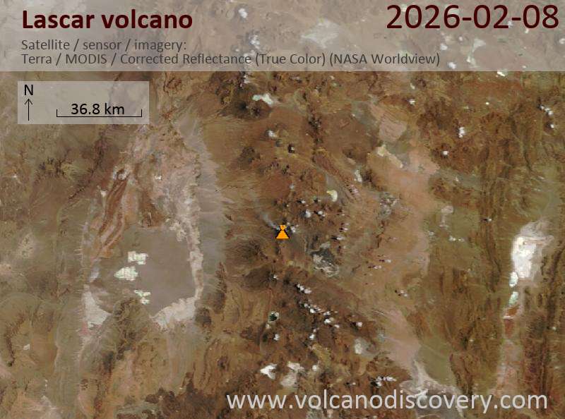 Lascar Volcano Volcanic Ash Advisory: VA AND GASES EMISSION  to 21000 ft (6400 m)