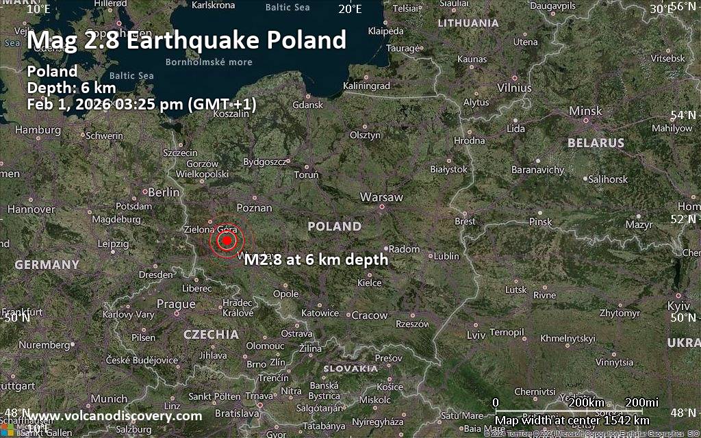 Small 2.8 quake hits near Glogow, Głogów County, Lower Silesian Voivodeship, Poland