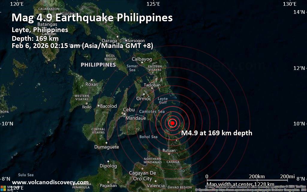 Magnitude 4.9 earthquake strikes near Surigao, Surigao del Norte, Caraga, Philippines