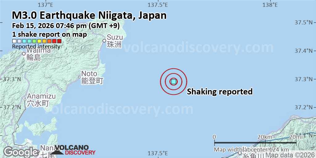 Seismic-like event, possible earthquake, reported few minutes ago near Itoigawa, Niigata, Japan