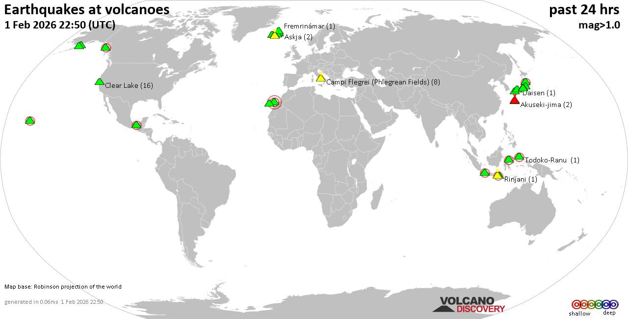 Volcano earthquake report for Sunday,  1 Feb 2026