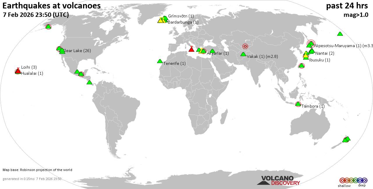 Volcano earthquake report for Saturday,  7 Feb 2026
