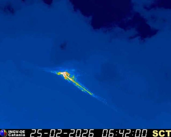 New lava flow on Sciara del Fuoco on 25 February (image: INGV)