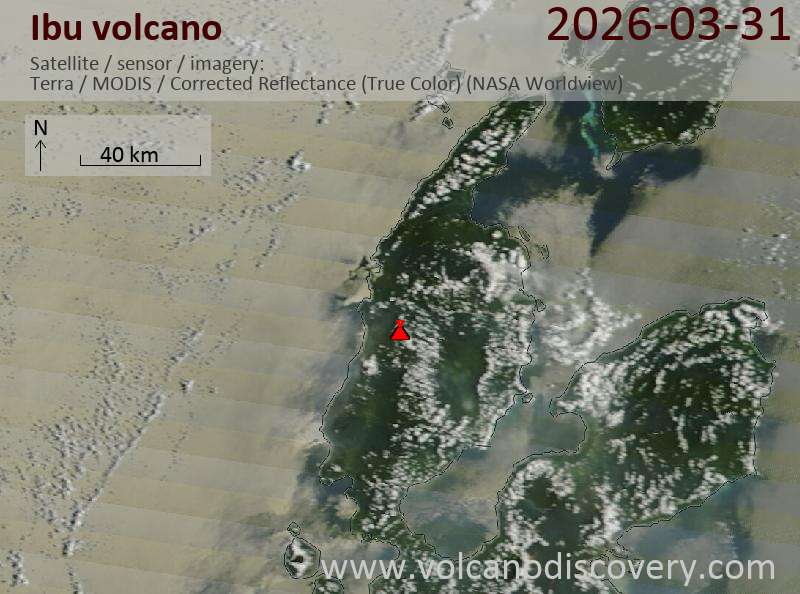 Ibu Volcano Volcanic Ash Advisory: VA TO FL070 OBS AT 31/1040Z MOV NE EST VA DTG: 31/1040Z to 7000 ft (2100 m)