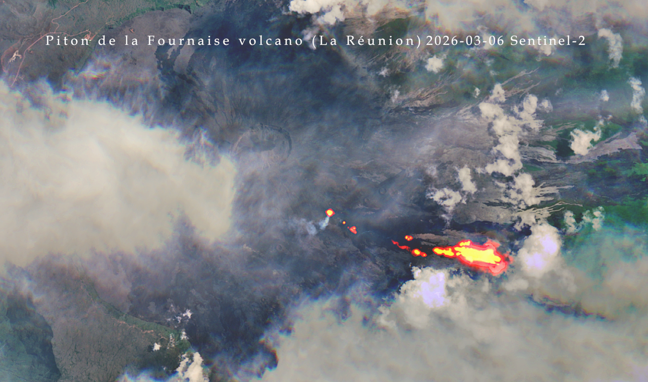 Piton de la Fournaise volcano (La Réunion): satellite imagery of eruption