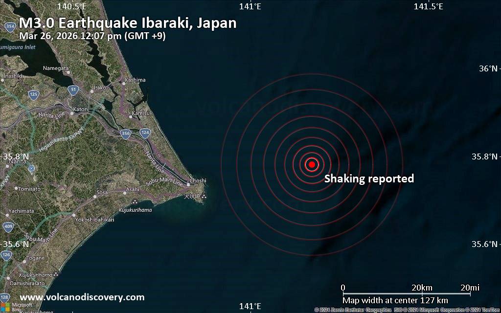 Seismic-like event, possible earthquake, reported few minutes ago near Kamisu, Ibaraki, Japan