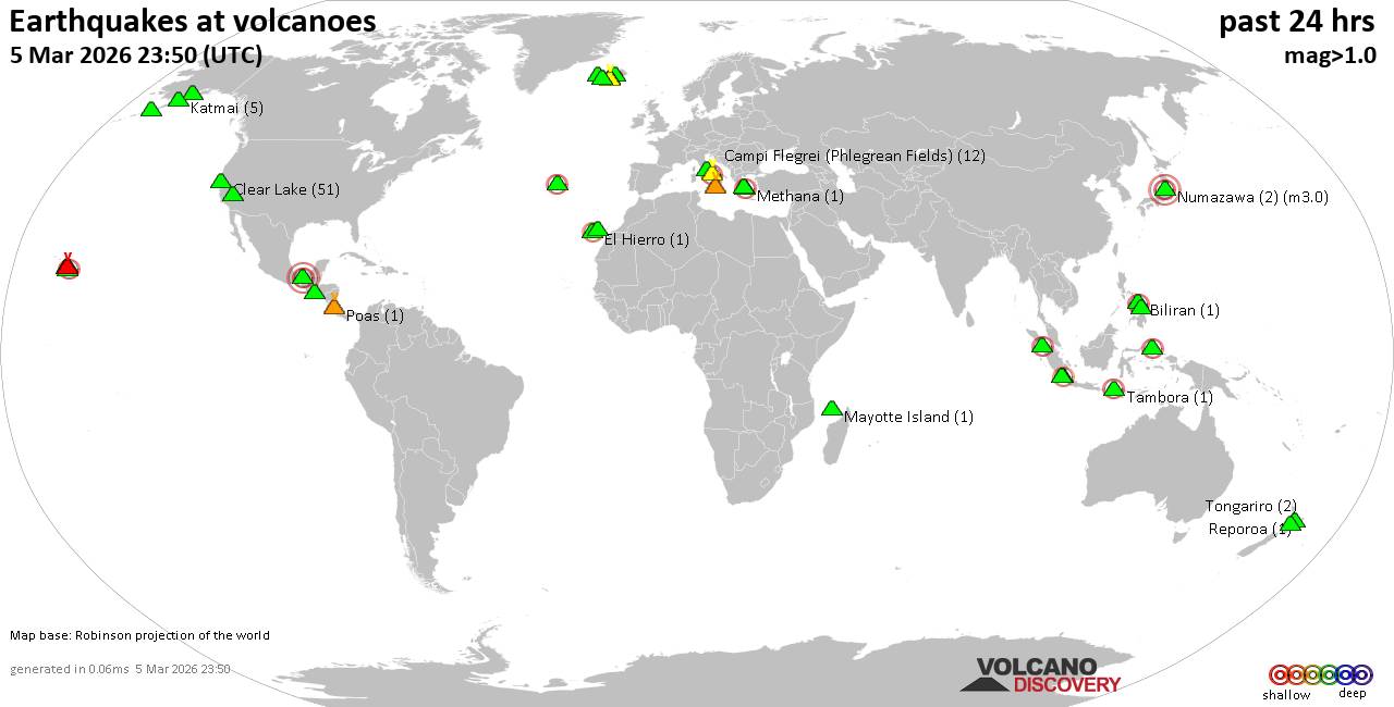 Volcano earthquake report for Thursday,  5 Mar 2026