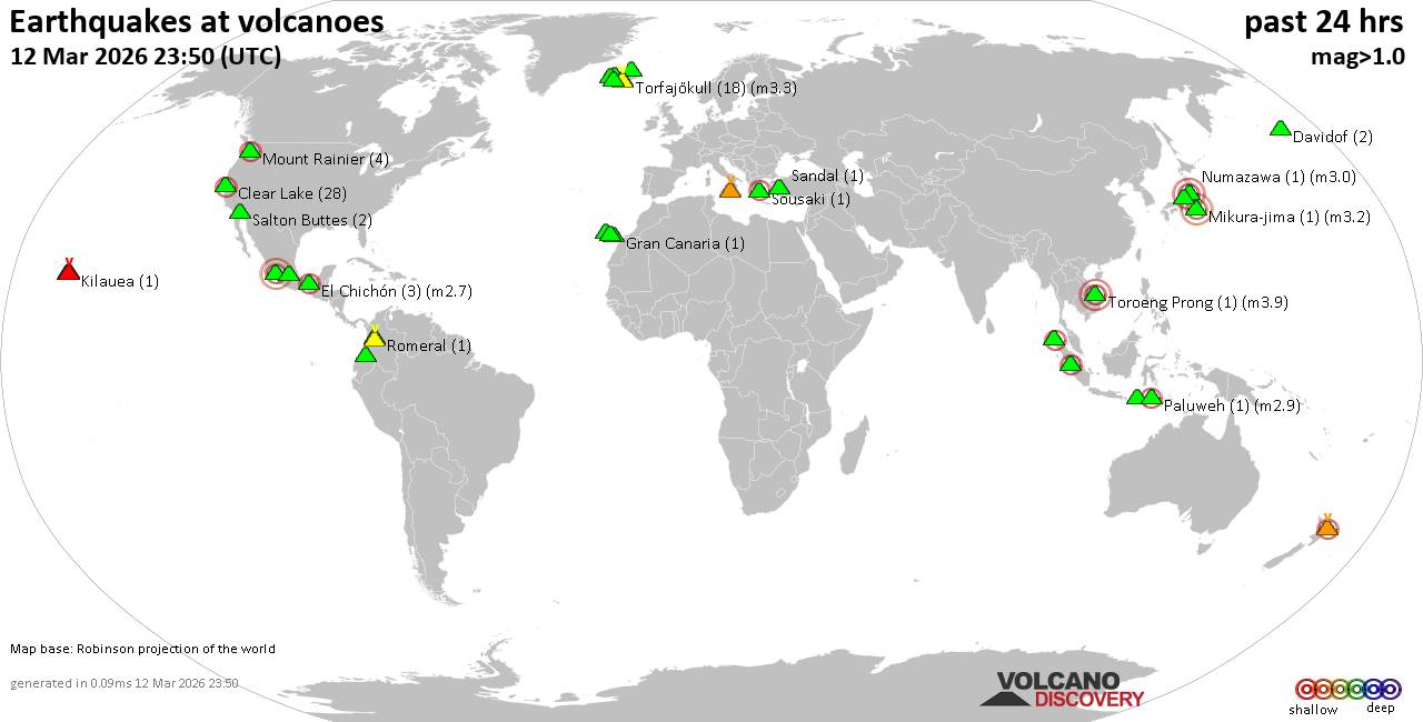 Volcano earthquake report for Thursday, 12 Mar 2026