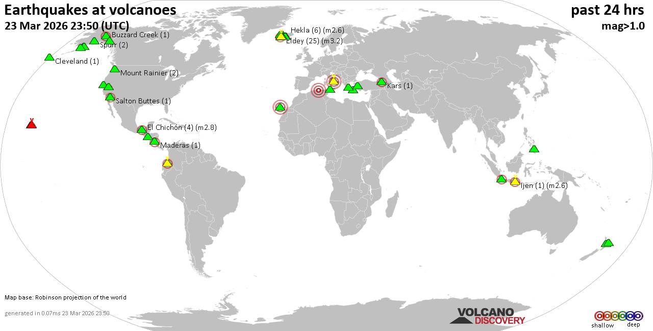 Volcano earthquake report for Monday, 23 Mar 2026