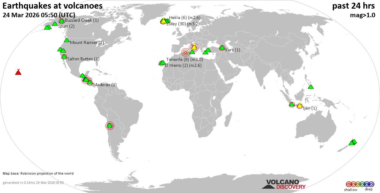 Volcano earthquake report for Tuesday, 24 Mar 2026