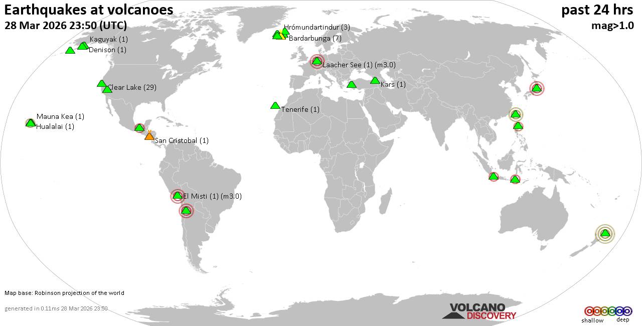 Volcano earthquake report for Saturday, 28 Mar 2026