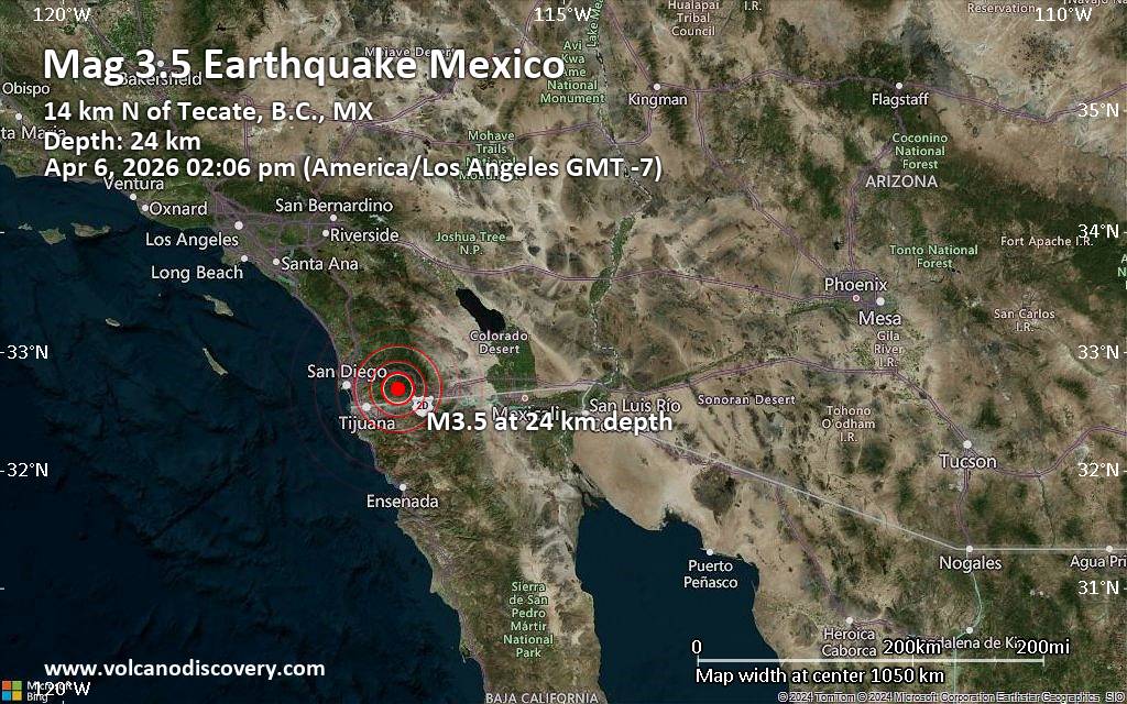 Weak Mag. 2.9 Earthquake - 19 mi East of El Cajon, San Diego County