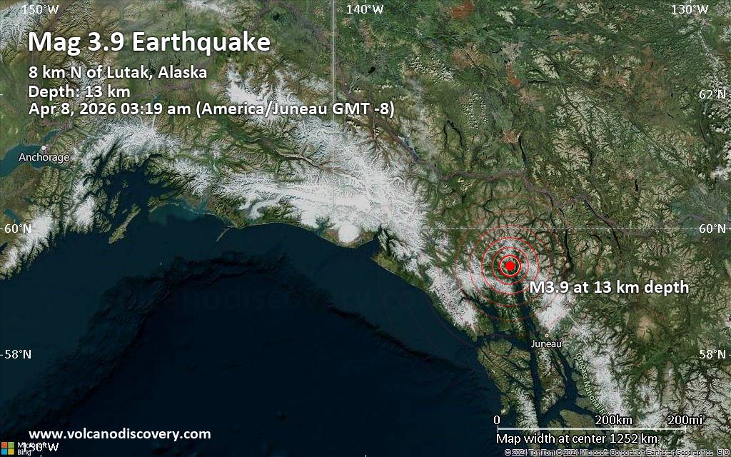 Small 3.9 quake hits near Skagway, Alaska, USA