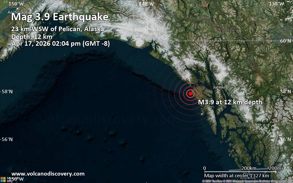 Small 3.9 quake hits near Pelican, Hoonah-Angoon, Alaska, USA