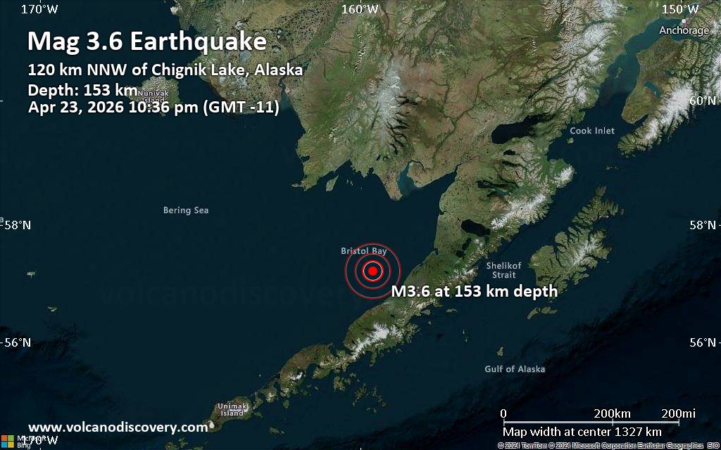 Magnitude 3.6 earthquake strikes near Port Heiden, Lake and Peninsula, Alaska, USA