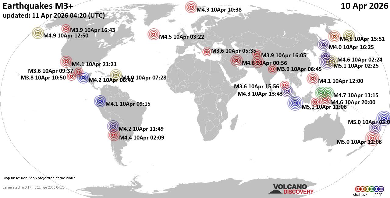 World Earthquake Report for Friday, 10 April 2026