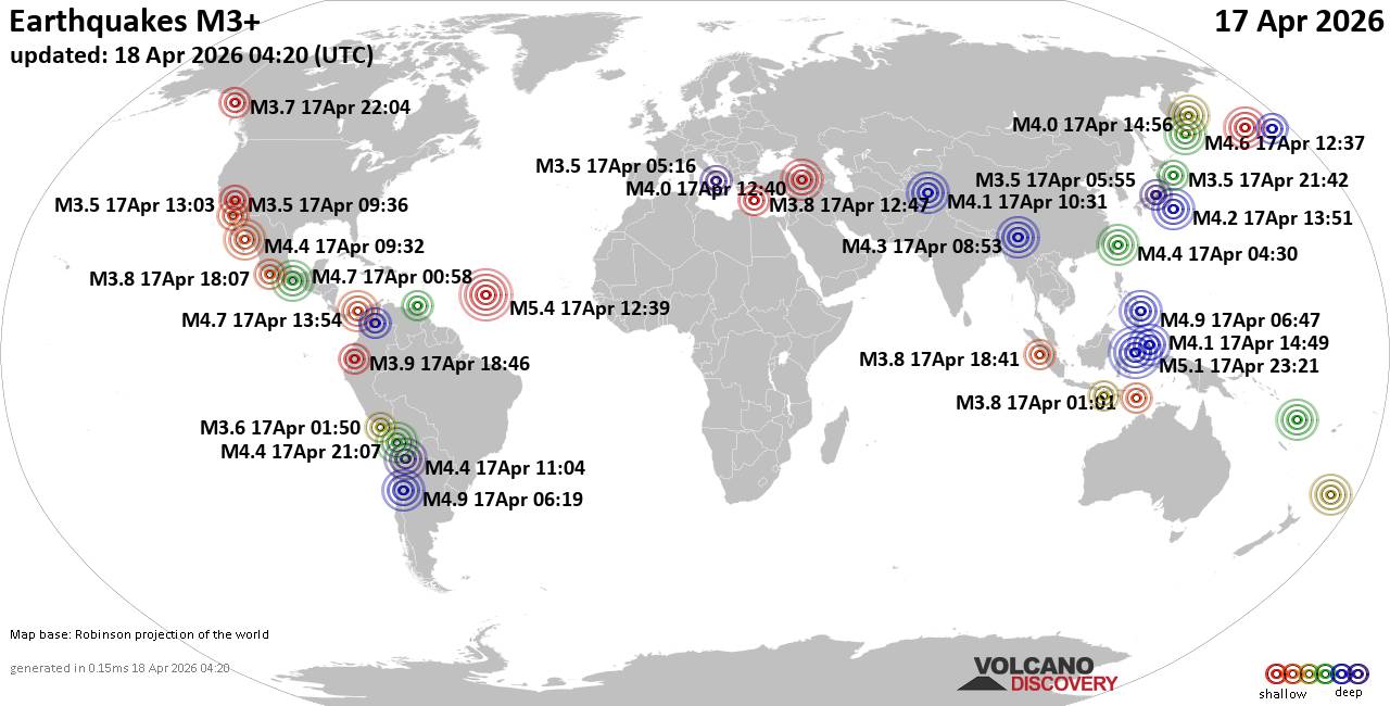 World Earthquake Report for Friday, 17 April 2026