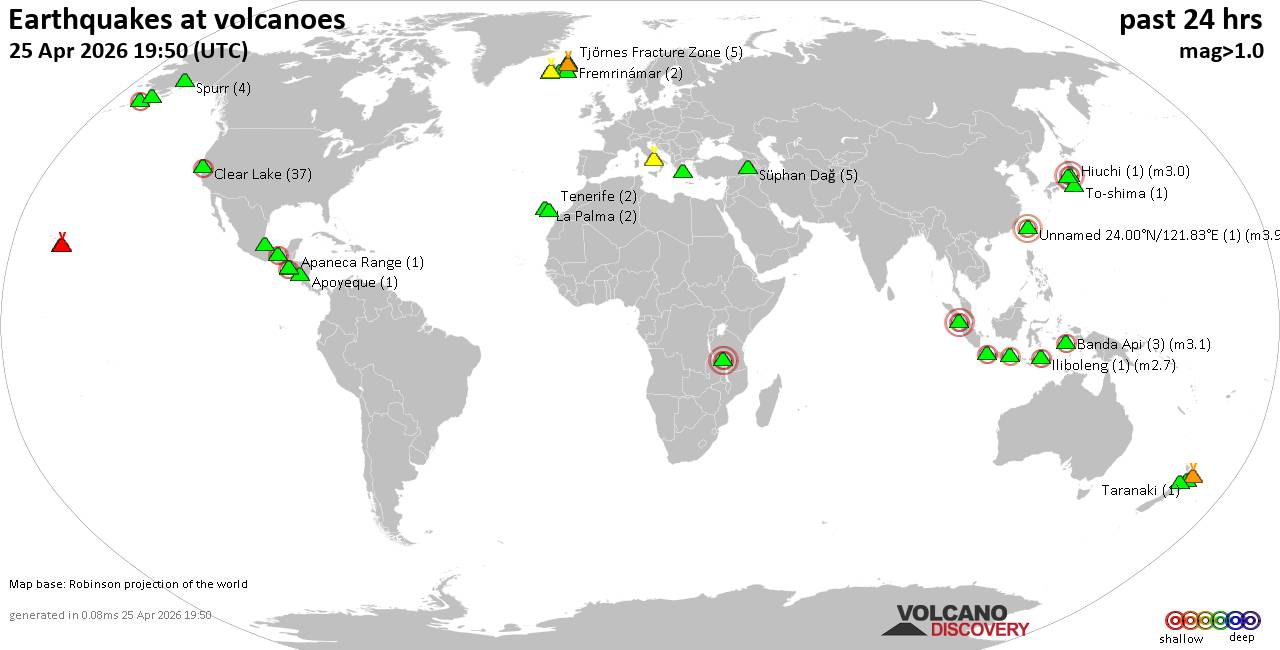Volcano earthquake report for Saturday, 25 Apr 2026