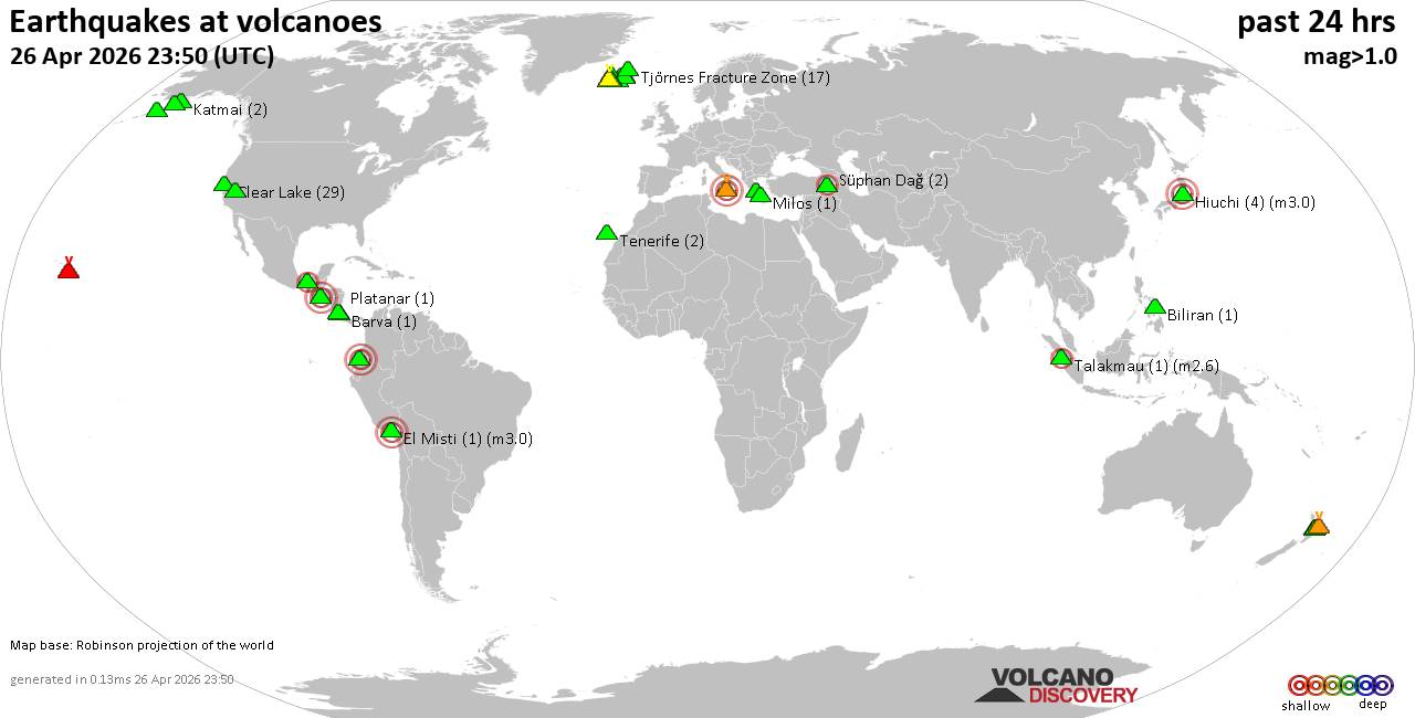 Volcano earthquake report for Sunday, 26 Apr 2026