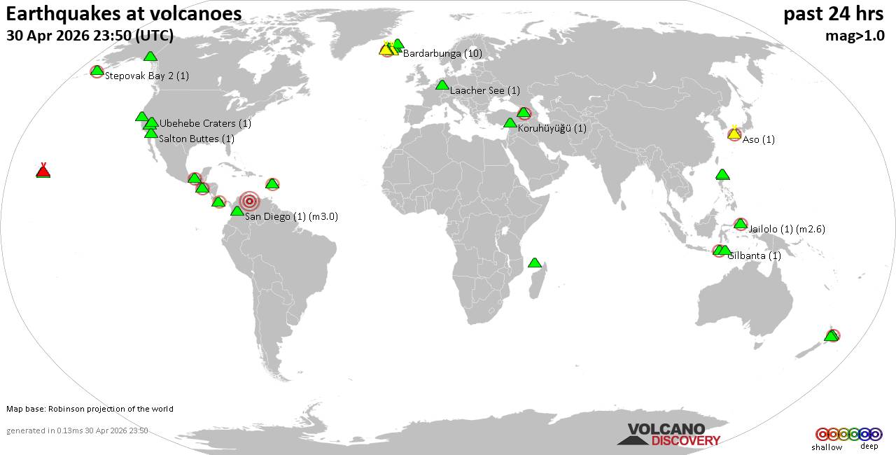 Volcano earthquake report for Thursday, 30 Apr 2026