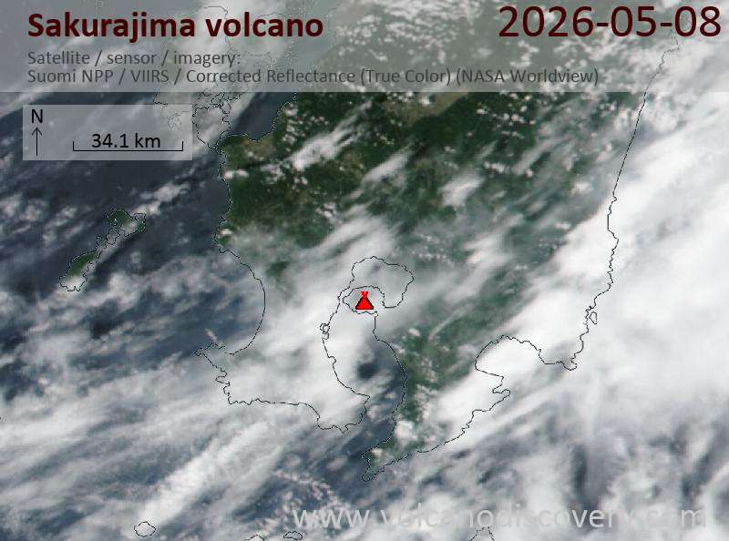 Sakurajima Volcano Volcanic Ash Advisory: VA AT 20260509/0102Z 20NM S OF RJFK FL060 EXTD SE-S