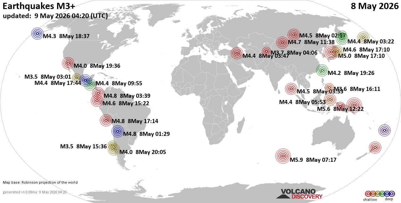 World Earthquake Report for Friday,  8 May 2026