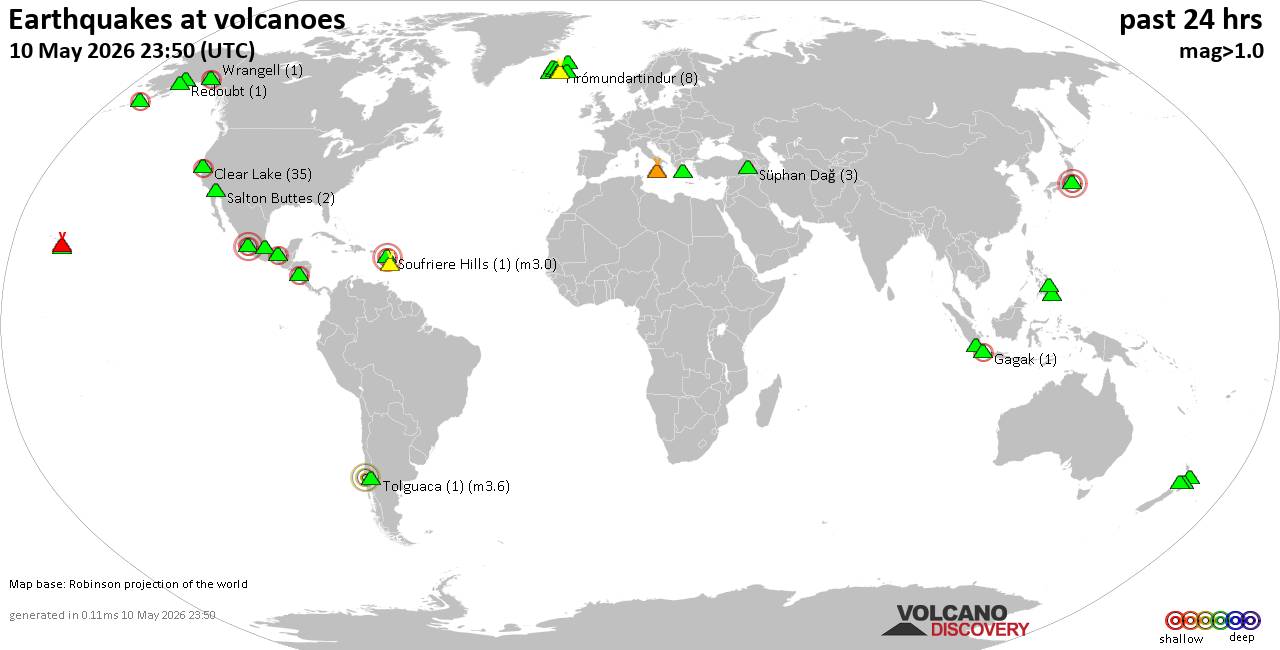 Volcano earthquake report for Sunday, 10 May 2026