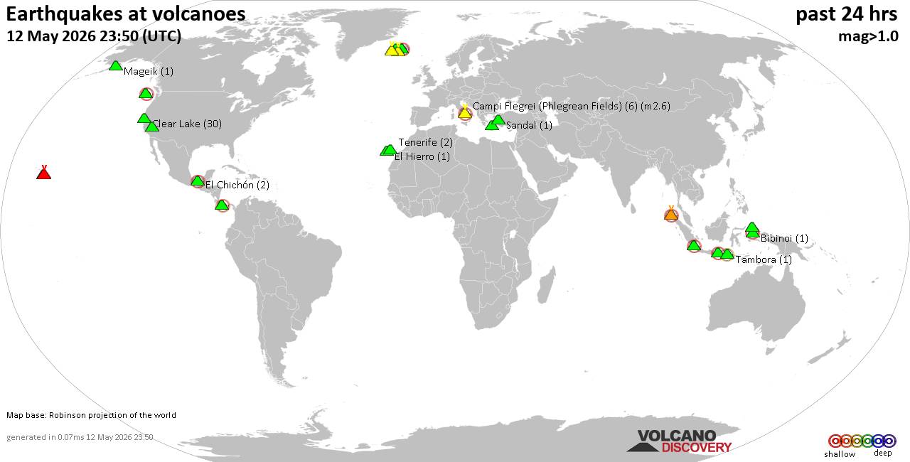 Volcano earthquake report for Tuesday, 12 May 2026