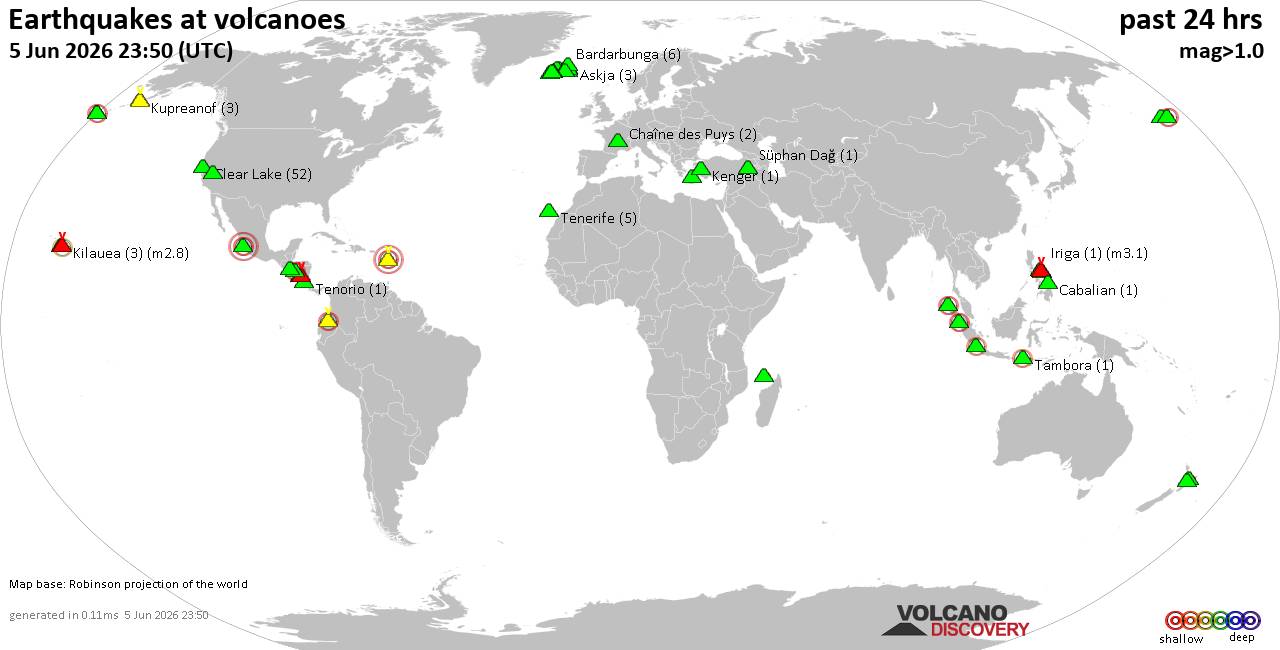 Volcano earthquake report for Friday,  5 Jun 2026
			