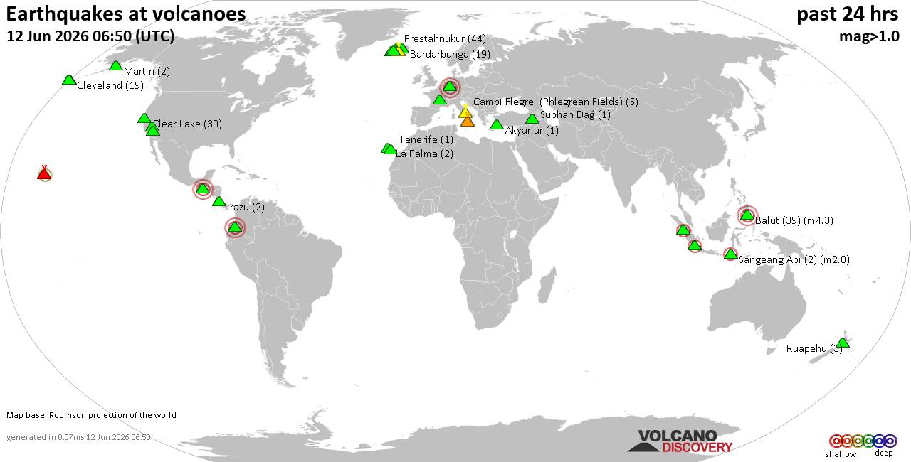 Volcano earthquake report for Friday, 12 Jun 2026
			