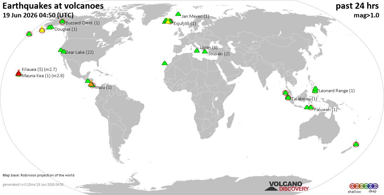 Volcano earthquake report for Friday, 19 Jun 2026
			