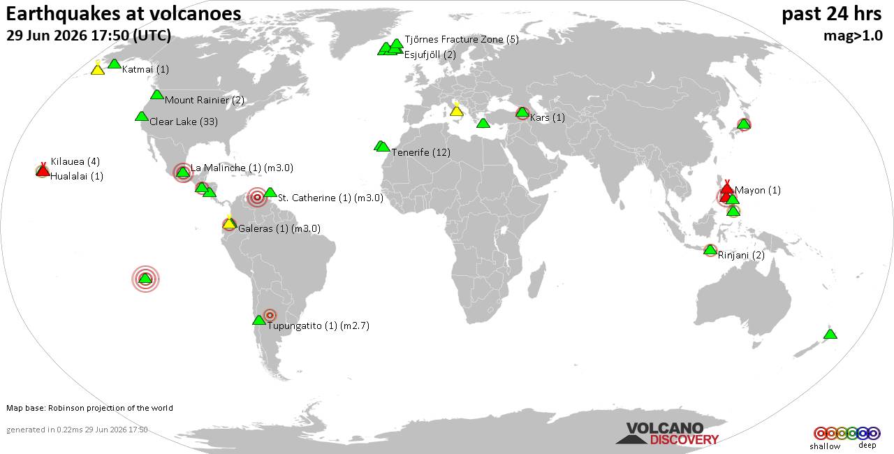 Volcano earthquake report for Monday, 29 Jun 2026
			