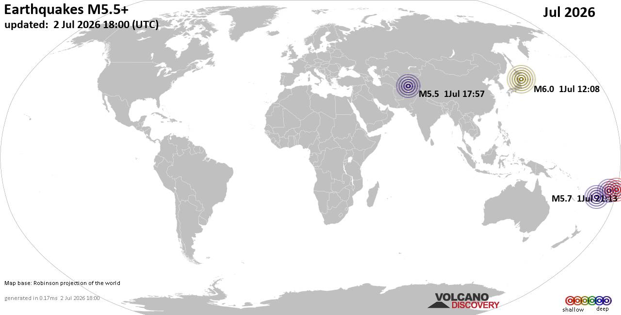 World Earthquake Report for July 2026
			