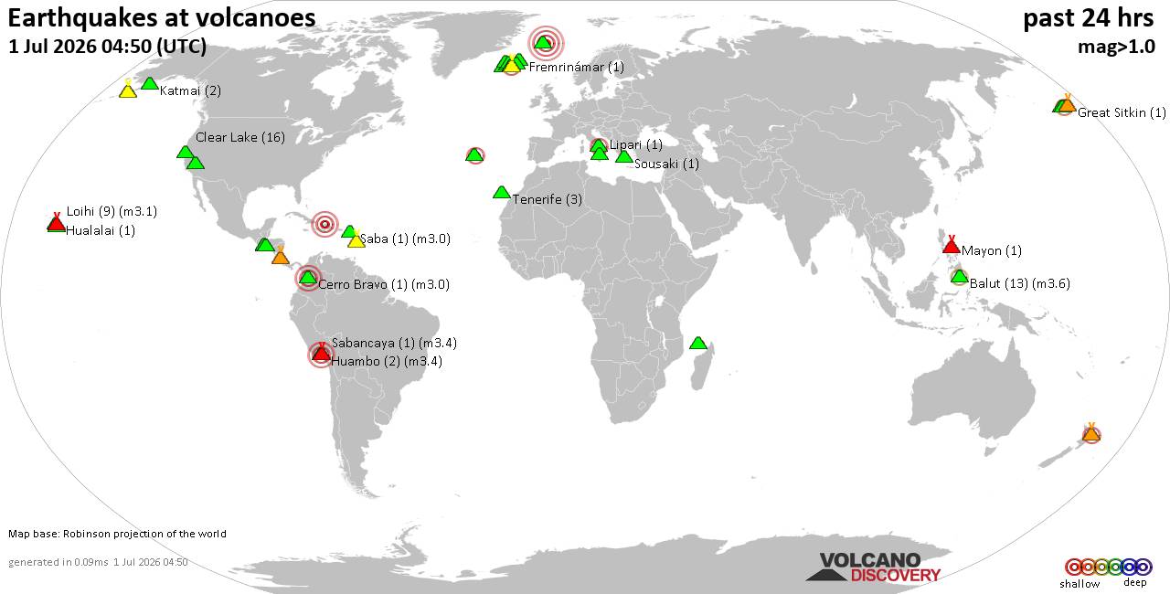 Volcano earthquake report for Wednesday,  1 Jul 2026
			