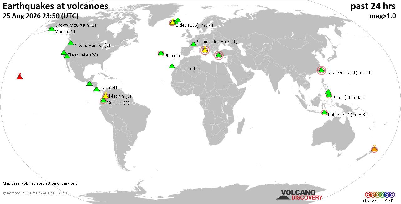 Volcano earthquake report for Tuesday, 25 Aug 2026
			