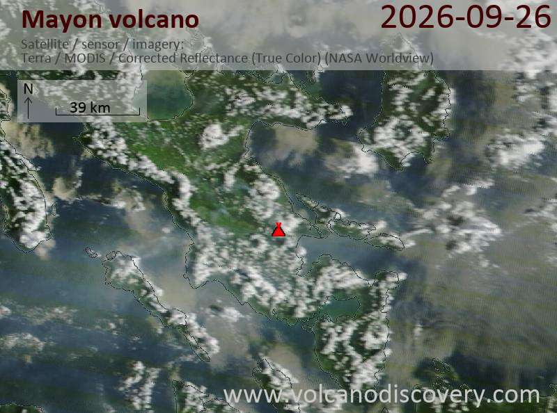 Satellite image of Mayon volcano on 26 Sep 2026