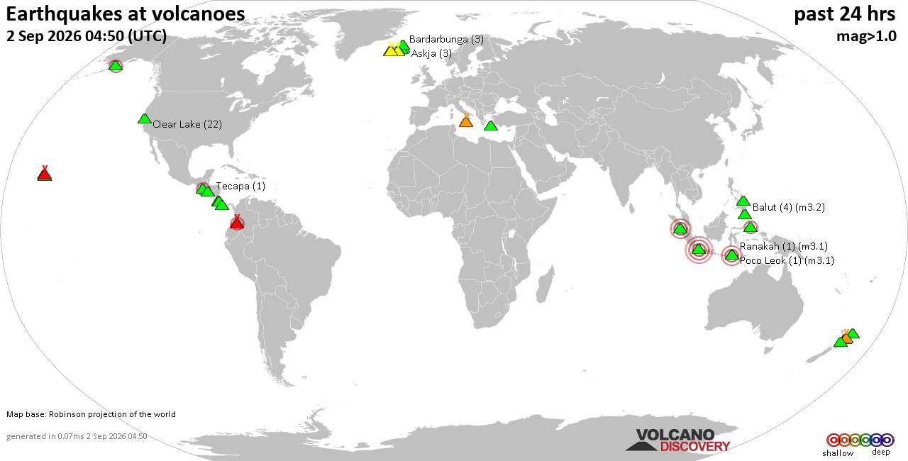 Volcano earthquake report for Wednesday, 2 September 2026
			