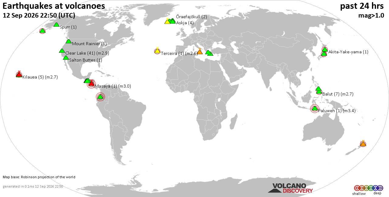 Volcano earthquake report for Saturday, 12 September 2026
			