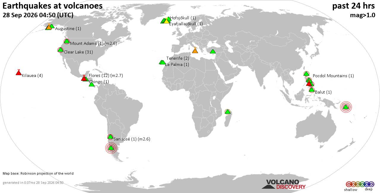 Volcano earthquake report for Monday, 28 September 2026
			