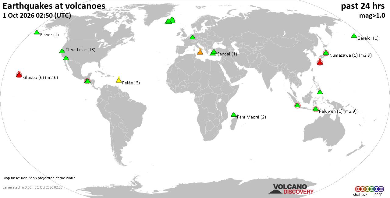 Volcano earthquake report for Thursday, 1 October 2026
			