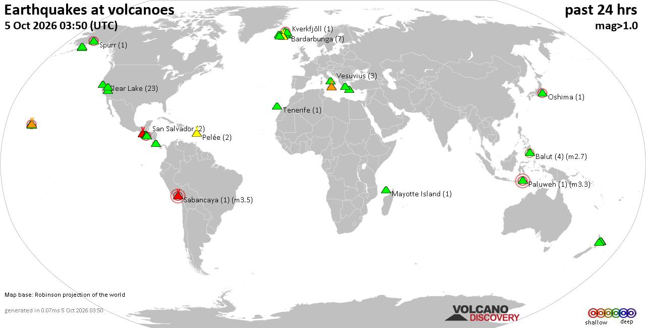 Volcano earthquake report for Monday, 5 October 2026
			
