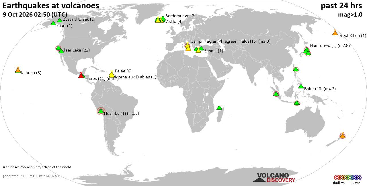Volcano earthquake report for Friday, 9 October 2026
			