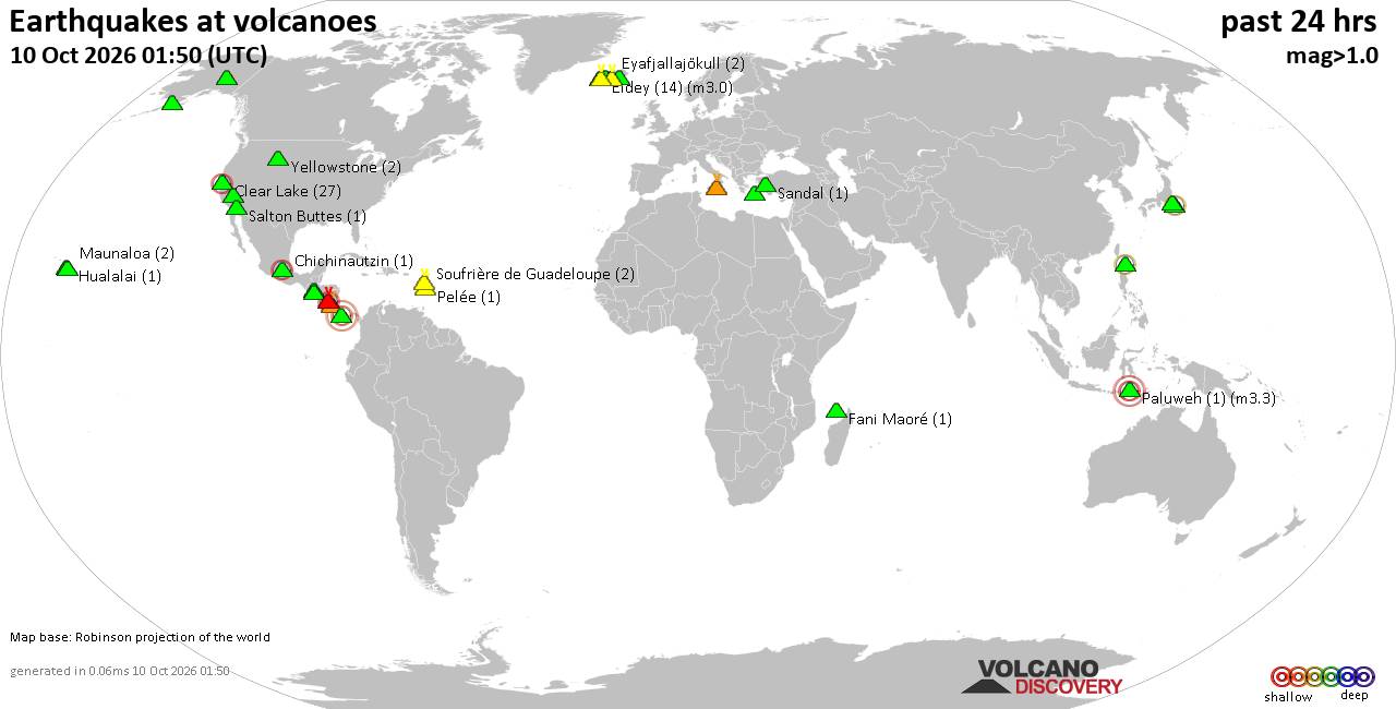 Volcano earthquake report for Saturday, 10 October 2026
			