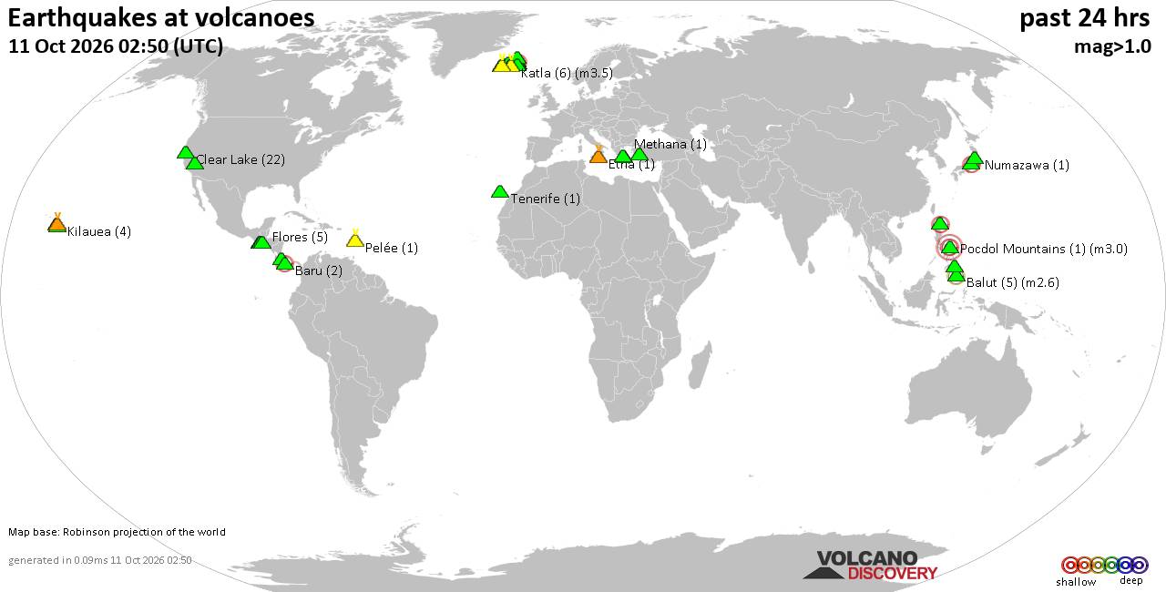 Volcano earthquake report for Sunday, 11 October 2026
			