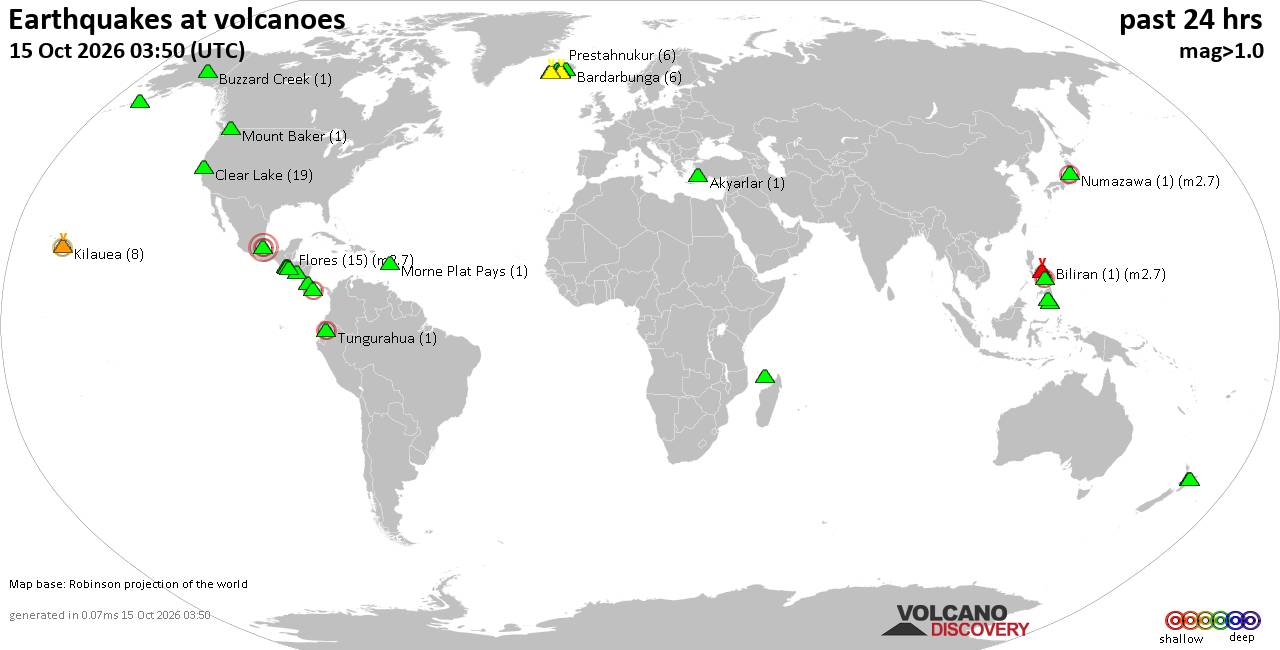 Volcano earthquake report for Thursday, 15 October 2026
			