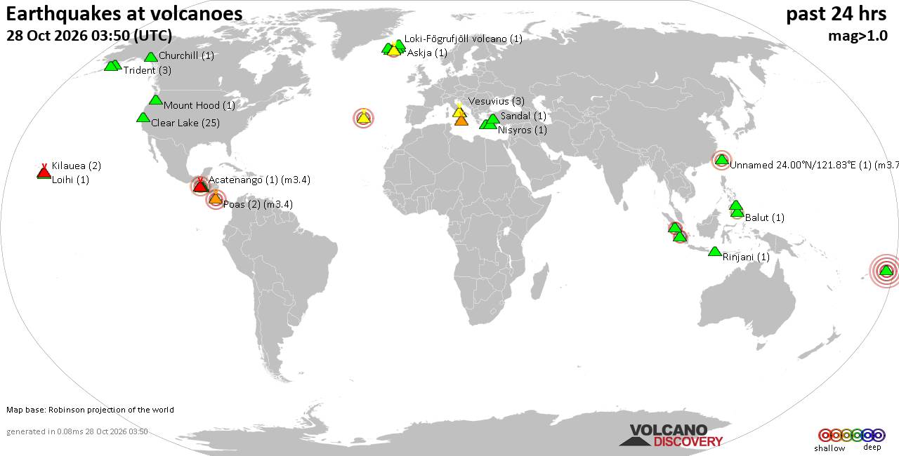 Volcano earthquake report for Wednesday, 28 October 2026
			