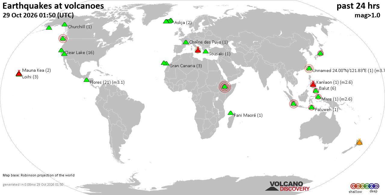 Volcano earthquake report for Thursday, 29 October 2026
			