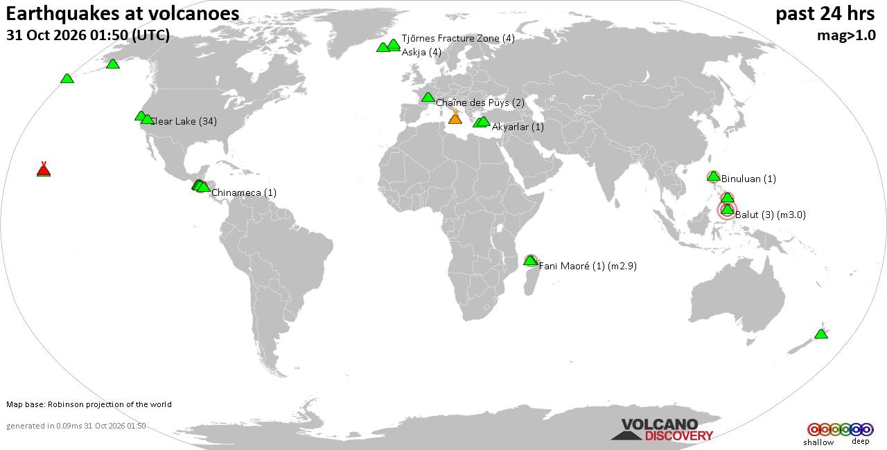 Volcano earthquake report for Saturday, 31 October 2026
			