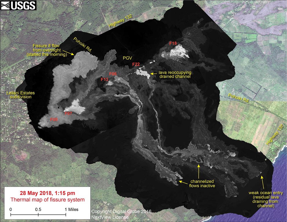 Kilauea Volcano Update Kilauea Volcano Update 28 May Lava Flows Map And Thermal Image Volcanodiscovery