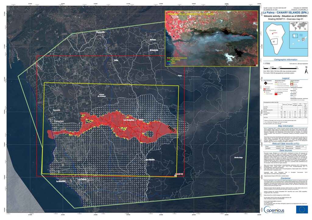 Latest map of the lava flows as of yesterday (image: Copernicus)